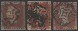 1841 1d Red-brown Fine Group Of Three (SG.8) Cancelled By Distinctive MC's - GD Norwich, Spec.B1(1)t2, CK Welshpool 'Sol - Other & Unclassified