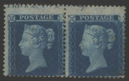 1855 2d Blue Pl.4 (Die I, Alphabet I, Wmk Small Crown P.14) Small Part O.g Horizontal Pair Showing Part Sheet Inscriptio - Autres & Non Classés