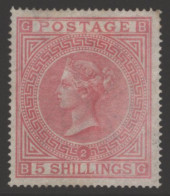 1875 Wmk Maltese Cross 5s Pale Rose Pl.2, Very Fine Large Part O.g Example Lettered BG, Almost Imperceptible Paper Buckl - Other & Unclassified