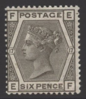 1881 Wmk Imperial Crown 6d Grey Pl.17, Fresh With Large Part O.g, Lettered EF, Centred To Left, Horizontal Crease At Bas - Other & Unclassified