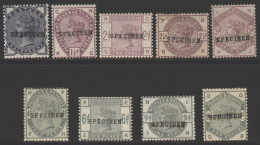 1883-84 Lilac & Green Set (excl. 5d) Optd SPECIMEN Type 9 (2½d Tones), Mixed O.g. Or Unused, SG.187s/196s, Cat. £1600 (9 - Other & Unclassified