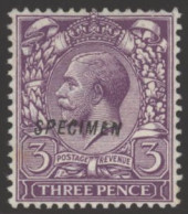1912 Royal Cypher 3d Violet Optd SPECIMEN Type 23, Fine M, SG.375s, Cat. £250 (1) - Other & Unclassified