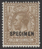 1912 Royal Cypher 1s Bistre Optd SPECIMEN Type 23, Fine M, SG.395s, Cat. £375 (1) - Other & Unclassified