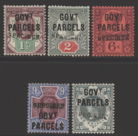 GOVT. PARCELS 1887-1900 Jubilee ½d, 2d, 6d, 9d & 1s Each Optd SPECIMEN Type 9 M (9d Unused) SG.O65s, Cat. £1450 - Other & Unclassified