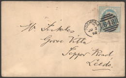 1853 1d Pale Turquoise Blue Receipt Stamp (Die 2) On Cover From Rochdale To Leeds Tied By Rochdale Duplex Of July.2.92,  - Other & Unclassified