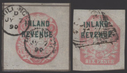 1860 Inland Revenue 3d Pink Die C SG.F29 VFU, 6d Pink SG.F32 Good U With Hoster Type Cancel, Scarce Pair. (2) - Other & Unclassified