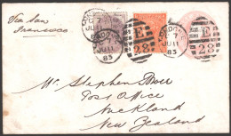 1883 1d Pink Stationery Envelope From London To New Zealand Uprated With Surface Printed 4d Pl.14 And 1d Postal Fiscal,  - Sonstige & Ohne Zuordnung