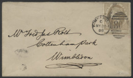 1888 Cover Used Locally In Wimbledon Franked Draft Stamp 1d Ochre Postal Fiscal Tied By A Wimbledon Duplex For My.26.88  - Other & Unclassified