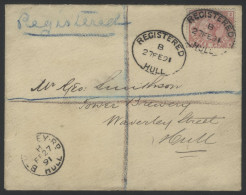 1891 Reg Cover Used Locally In Hull, Franked 3d Carmine Telegraph Stamp (Spec L206) Paying Postage, Tied By Fine Registe - Other & Unclassified