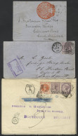 1887-93 Covers (3) With Revenue Stamps Used To Pay Postage 1887 1d Bill Of Note Vermilion Embossed Paper Folded Into A W - Sonstige & Ohne Zuordnung