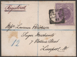 1882 Reg Cover Used Locally In Liverpool Franked By 1s Mauve Companies Registration Revenue Tied Five Liverpool Squared  - Sonstige & Ohne Zuordnung