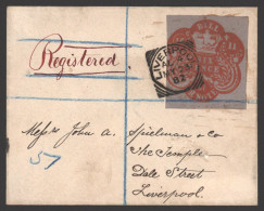 1882 Reg Cover Used Locally In Liverpool Franked By 6d Vermilion Bill Or Note Embossed Revenue Die C Dated 16.11.81 Tied - Other & Unclassified