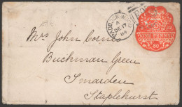 1884 Cover To Staplehurst Franked By 1d Orange General Duty Embossed Revenue Skillfully Back Mounting To The Envelope Wi - Other & Unclassified