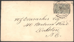1893 Clean Cover To Dalston Franked 1s Foreign Bill Revenue Stamp To Pay The Postage, Tied By Fine London Triple Arc C.d - Other & Unclassified