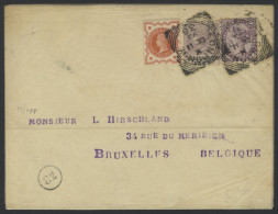 1893 Cover From London To Brussels Franked QV Judicature 1d Lilac Revenue Stamp + ½d Vermilion & 1d Lilac Postage Stamps - Other & Unclassified