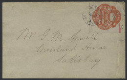 1917 Cover Used Locally In Salisbury Franked 1s Orange 'Bill Or Note' Revenue Accepted For Postage Tied St. Ann St. Sali - Other & Unclassified