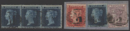 MALTA 'M' CANCELLATIONS 1857 LC14 2d Pl.6 RJ-RL Strip Of Three, Also A Piece Bearing LC14 1d PH, 2d Pl.6 GE And 1857 6d, - Andere & Zonder Classificatie