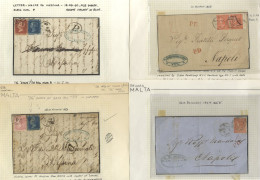 MALTA 1859 Envelope With Error Of Date 1856, Used From Malta To Messina, Franked With 1857 4d & 2d Pl.7, 1860 Envelope F - Sonstige & Ohne Zuordnung