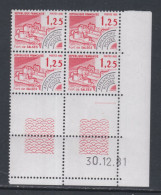 France Préoblitéré N° 175 XX Monuments Historiques : 1 F. 25 En Bloc De 4 Coin Daté Du 30 . 12 . 81 ; 1 Trait Ss Ch. TB - Precancels