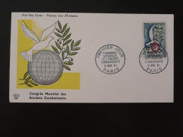 FDC Oiseau Colombe Bird Dove Congrès Anciens Combattants Paris 1961 - Columbiformes