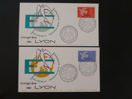 Lettre Cover (x2) Europa Mouvement Fédéraliste Européen 69 Lyon 1962 - Columbiformes
