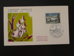 FDC Oiseau Bird Contre La Faim Against Hunger Monaco 1963 - Palomas, Tórtolas