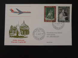 Lettre Premier Vol First Fligt Cover Roma Basel Swissair Vatican 1967 - Brieven En Documenten