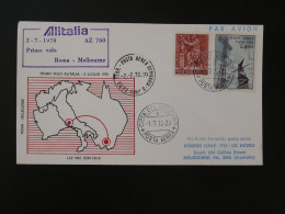 Lettre Premier Vol First Flight Cover Vatican Roma Melbourne Alitalia 1970 - Lettres & Documents