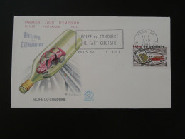 FDC Automobile Sécurité Routière Road Safety Flamme Concordante Boire Ou Conduire Paris 1981 - Unfälle Und Verkehrssicherheit