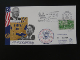 Lettre Cover Allocution Du Président Ronald Reagan Au Parlement Européen Flamme Strasbourg 1985 - Brieven & Documenten