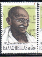 GREECE GRECIA HELLAS 1970 INAUGURATION OF THE UPU HEADQUARTERS BERN MAHATMA GANDHI 3.50d USED USATO OBLITERE - Used Stamps