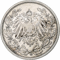 Monnaie, GERMANY - EMPIRE, 1/2 Mark, 1908, Karlsruhe, TTB, Argent, KM:17 - 1/2 Mark