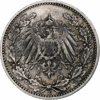Empire Allemand, 1/2 Mark, 1908, Muldenhütten, Argent, TTB+, KM:17 - 1/2 Mark