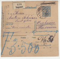 Hungary Parcel Card 1893 Szegszárd To Orahovica B240205 - Postpaketten