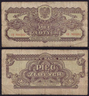 Polen - Poland - 5 Zlotych Banknote 1944 Pick 109a VG (5)   (ca780 - Poland