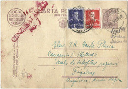 ROMANIA 1942 MILITARY POSTCARD, CENSORED ARGES 7, POSTCARD STATIONERY - 2de Wereldoorlog (Brieven)