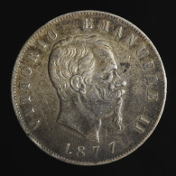  Italie / Italy, Vittorio Emanuele II, 5 Lire, 1877, Rome, Argent (Silver), TTB (EF),
KM#8.4 - 1861-1878 : Víctor Emmanuel II