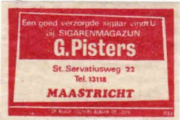 Dutch Matchbox Label, MAASTRICHT - Limburg, Sigarenmagazijn G. Pisters, Holland, Netherlands - Boites D'allumettes - Etiquettes