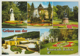 MBK Grüsse Aus Der Kurstadt Baden Lanner/Strauss Denkmal, Spielcasino Etc. 3 Scans, Postalisch Gelaufen - Baden Bei Wien