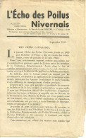 MILITARIA / L'ECHO DES POILUS NIVERNAIS / SEPTEMBRE 1941 - Francese