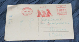 DANIMARCA 1950 INTERESTING RED STAMP ON POSTCARD - Lettres & Documents