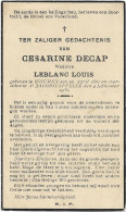 Doodsprentje  *  Decap Cesarine (° Woumen 1861 / + Sint-Jacobscappelle 1936)  X Leblanc Louis - Religion & Esotérisme