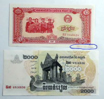 CAMBODIA - 5,2.000 RIELS - PIC 33, PIC 59 (1997-2007) - UNC - 2 PCS - BANKNOTES - PAPER MONEY - CARTAMONETA - - Cambodge