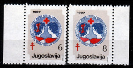 ⁕ Yugoslavia 1987 ⁕ Red Cross / Fight Against Tuberculosis 6 & 8 Din. Mi.126, 128 ⁕ 2v Unused - Charity Issues