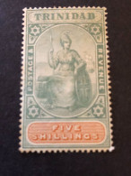 TRINIDAD   SG 122  5s Green And Brown Wmk CA Over Crown  MH* Partial Original Gum - Trinidad Y Tobago