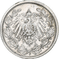 Empire Allemand, 1/2 Mark, 1909, Stuttgart, Argent, TTB+, KM:17 - 1/2 Mark