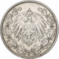 Empire Allemand, 1/2 Mark, 1907, Hambourg, Argent, TTB, KM:17 - 1/2 Mark