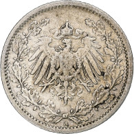 Empire Allemand, Wilhelm II, 1/2 Mark, 1907, Berlin, Argent, TTB, KM:17 - 1 Mark