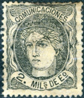 SPAGNA, SPAIN, FIGURA ALLEGORICA, 1870, FRANCOBOLLI USATI Mi:ES 97b, Scott:ES 161, Yt:ES 103 - Used Stamps