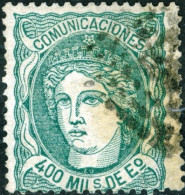 SPAGNA, SPAIN, FIGURA ALLEGORICA, 1870, FRANCOBOLLI USATI Mi:ES 104, Scott:ES 169, Yt:ES 110 - Used Stamps